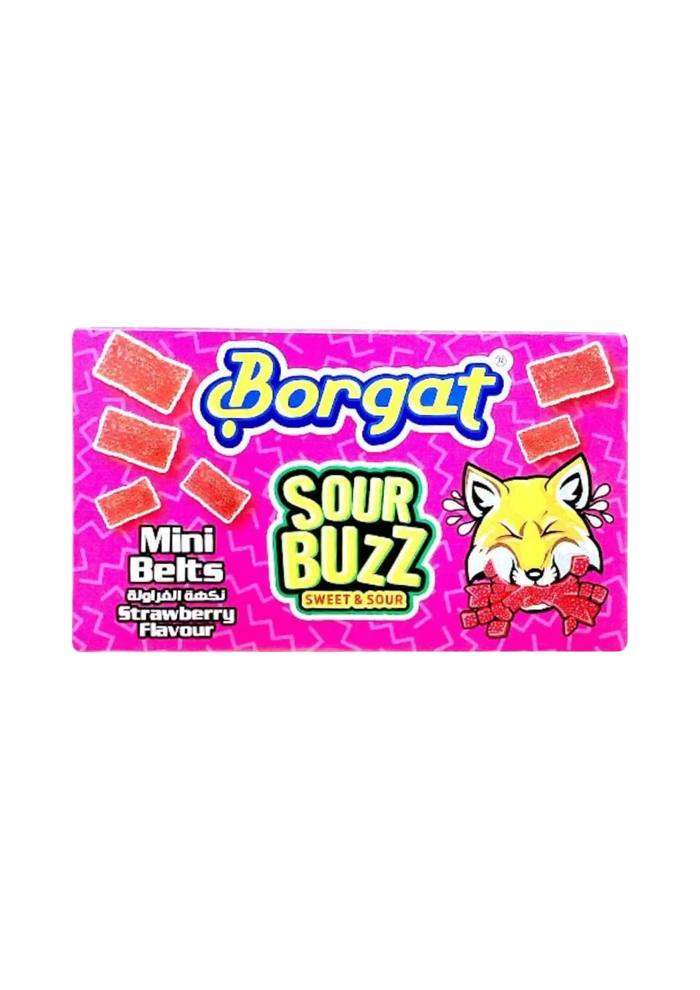 bourgat sour buzz mini belts strawberry 80g