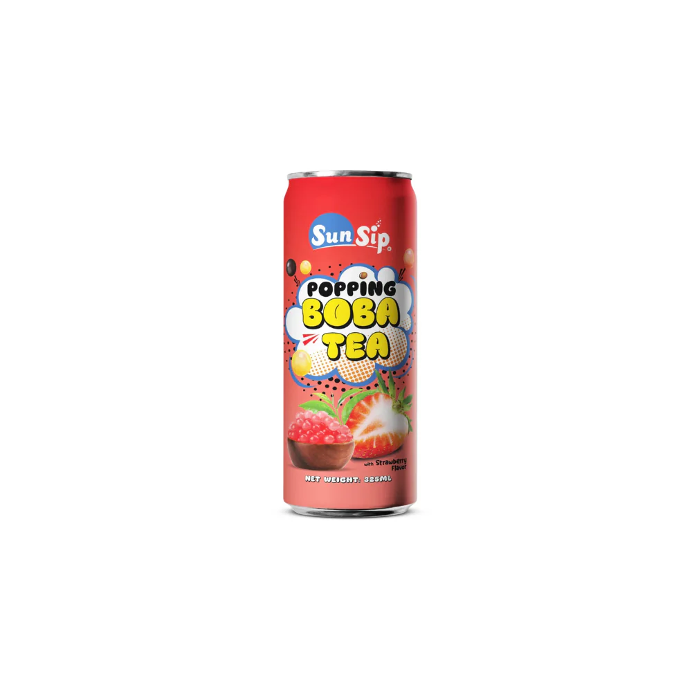 sun sip Can Popping Boba Tea With peach 325ml
