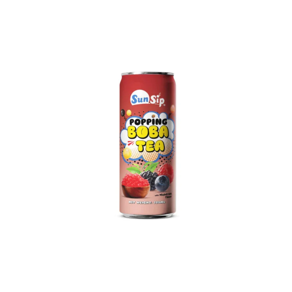 Sun Sip Popping Boba Tea With mix berries Flavor 325ml