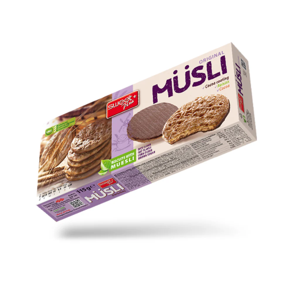 sweet plus Biscuits with muesli original 115g`