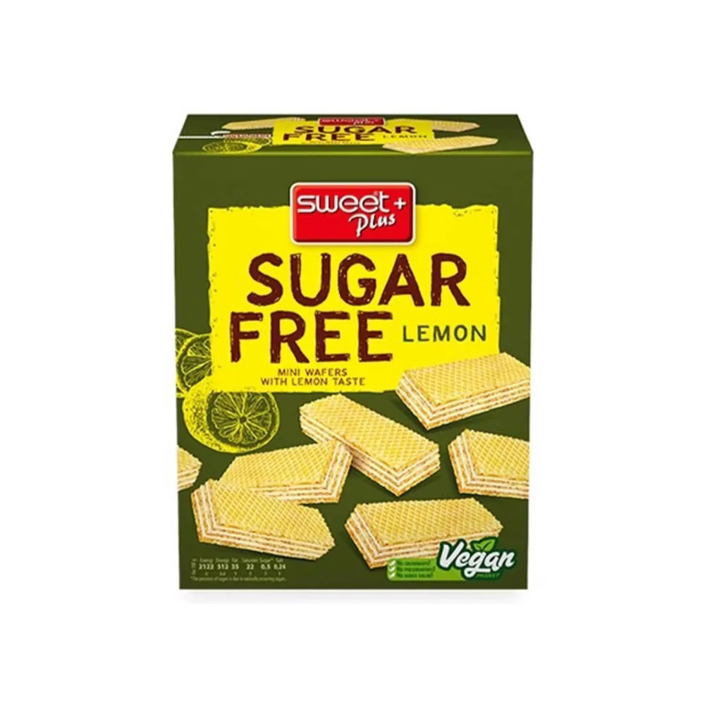 sweet plus lemon sugar free mini waffer 180g
